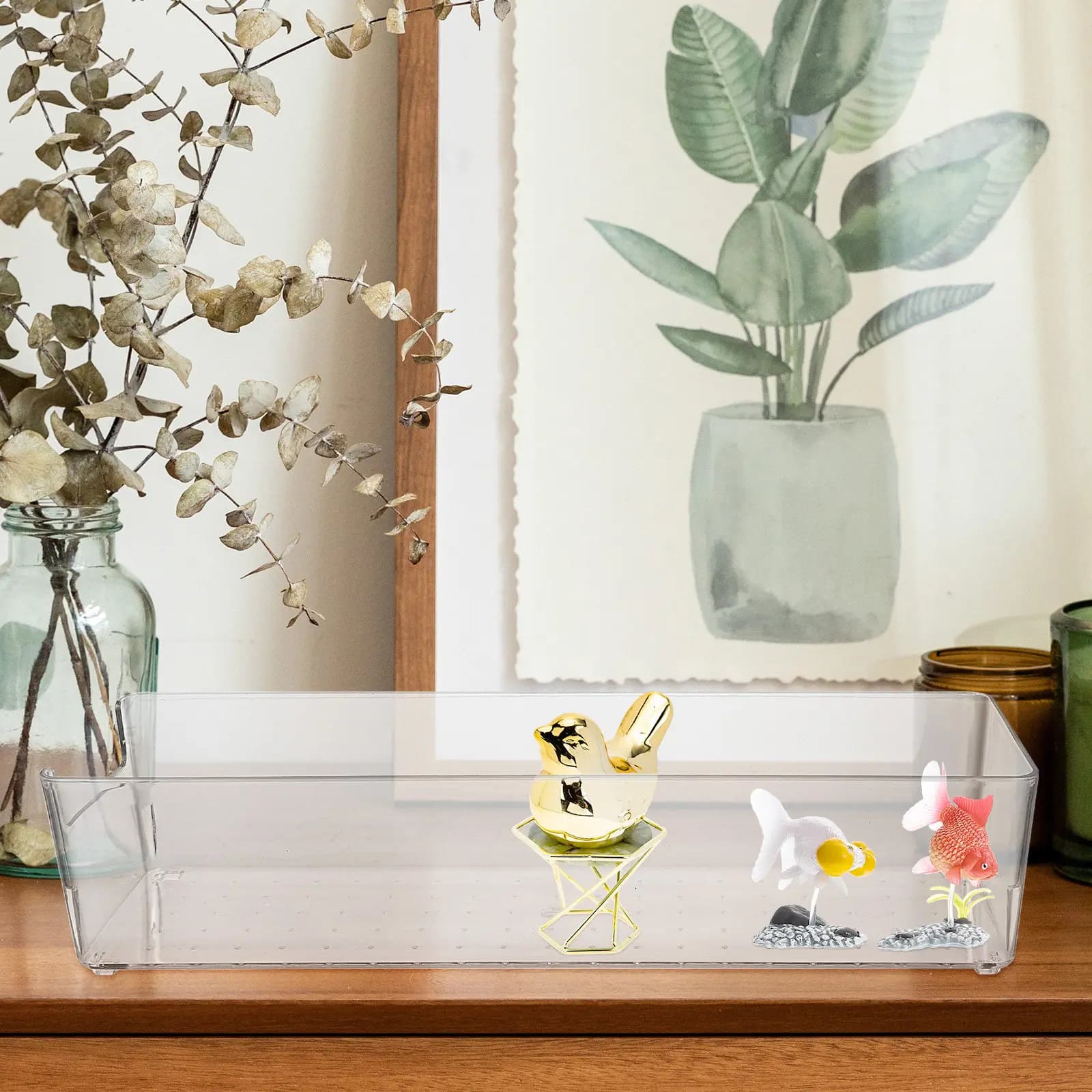 Set di 3 scatole portaoggetti trasparenti per animali domestici, kit organizer compatto e leggero per articoli vari, per scrivania, camera da letto, bagno, cancelleria