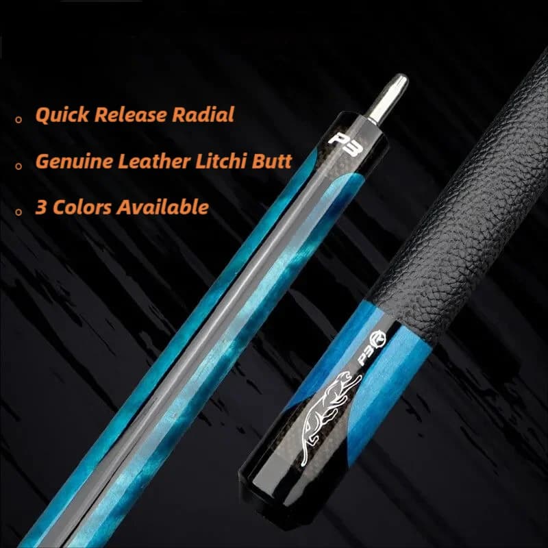 Stecca da biliardo professionale modello P3 da 12,5 mm con giunti Uni-lock a sgancio rapido in acciaio inossidabile.