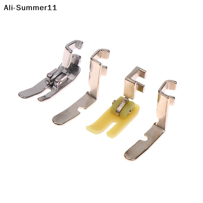 【1a1】Set di 4 piedini pressori per cerniere per macchina da cucire (piedino pressore in ferro, piedino pressore in plastica, piedino con foro sinistro e piedino con foro destro, lato singolo)