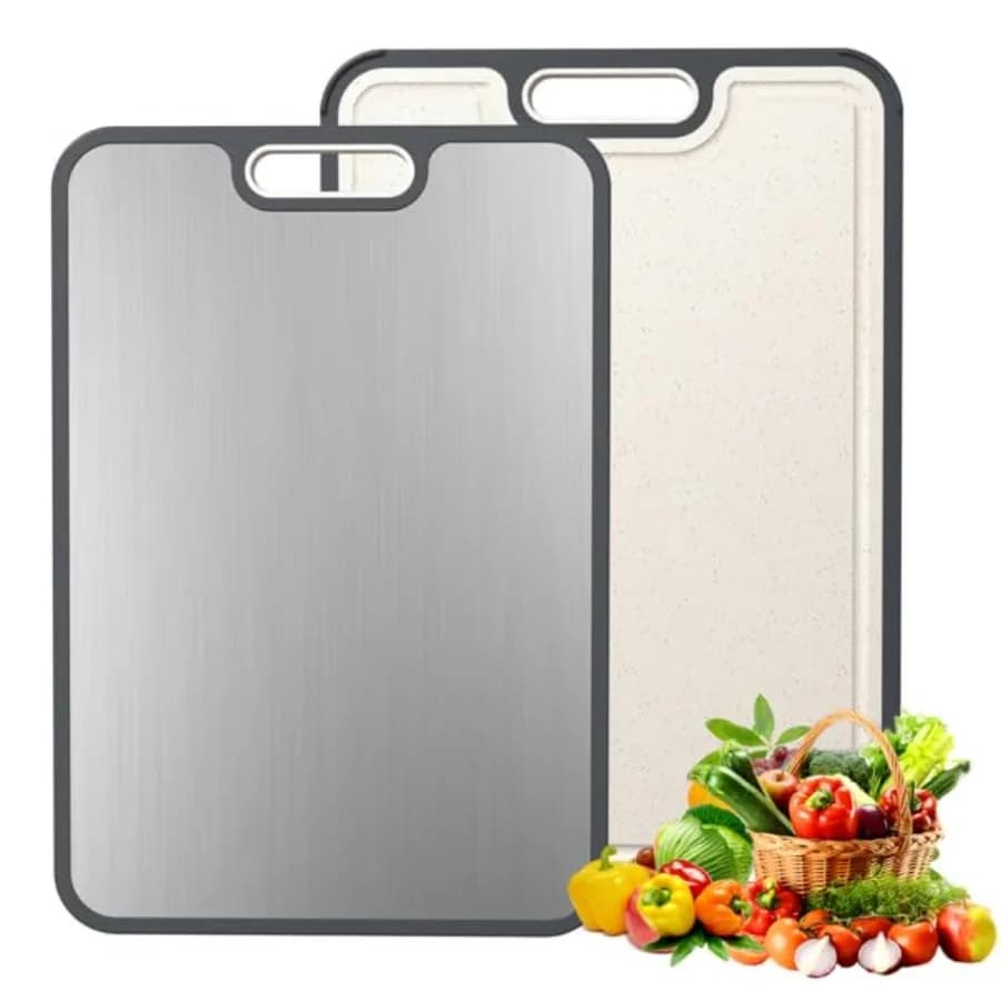 WEVYHFS SPORTS Titanium cutter with Lyscia surface on both sides, GR2 Titanium, Grano Paglia, PP, Easy to clean, Anti-slip, Dishwasher washable
