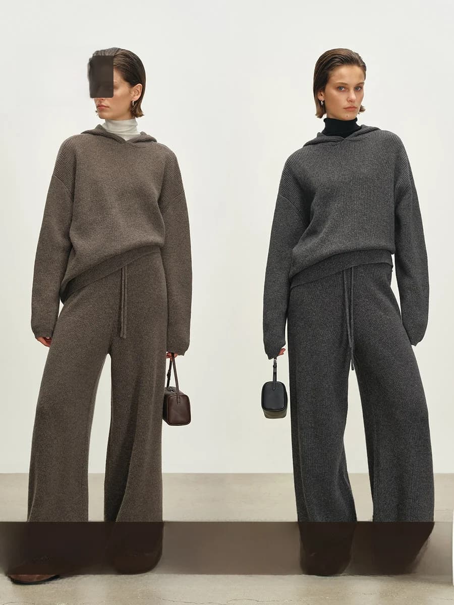 MSBEAST Set Maglione e Pantaloni in Lana Morbida Calda, Stile Vintage, Lavorazione a Maglia Grossa, Alta Grammatura