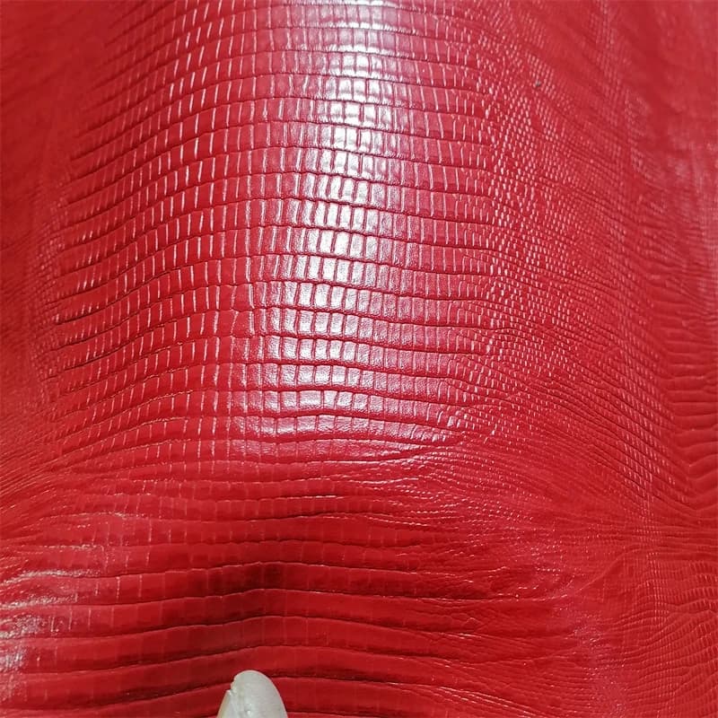 1.2mm Red Cowhide With Lizard Texture. Top-Grain Genuine Leather. For DIY Handcrafts: Journals, Customizable Cutting