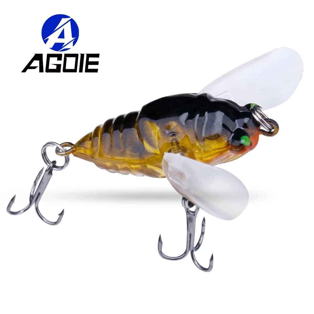Agoie 6.5g 5cm Topwater Popper Lure con ali esca artificiale cicala realistica Glow in the Dark Fishing Lure per luccio Bass