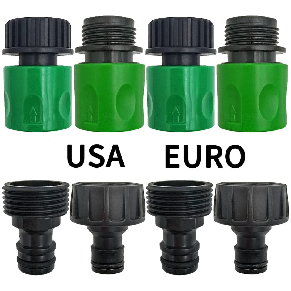 Quick Connect Nipple for Irrigation Systems Compatible with EURO and USA Standards 3/4 Inch Male Thread Hose Fitting Garden Drip