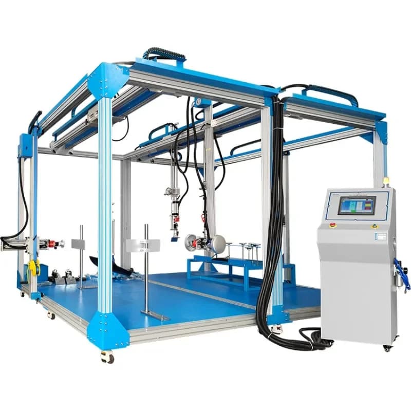 Dispositivo di test completo per sedili e schienali di sedie, macchina per test di resistenza frontale e a impulsi per sedili.