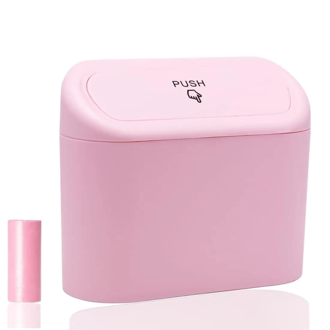 Pink Push-Top Car Trash Bin With Lid – 2pcs Leakproof Mini Garbage Can + 40 Bags For Vehicle Front/Back Seat And Home Use