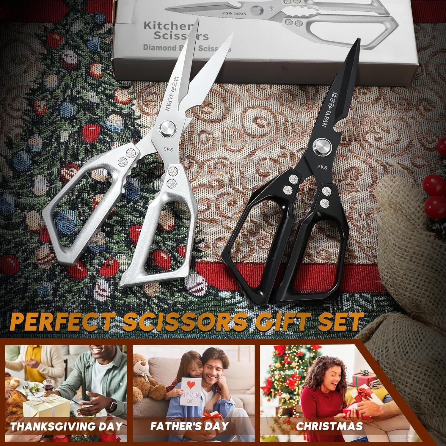 Set di forbici da cucina, forbici per pollame resistenti, forbici da cucina giapponesi per carne, ossa di pollo e tacchino, regali di Natale per