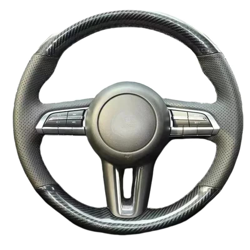 Per Mazda CX-30 CX30 2020 Mazda 3 Axela 2020 FAI DA TE Coprivolante Auto In Vera Pelle In Fibra di Carbonio Nero Accessori Auto