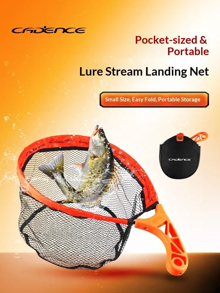 Cadence Foldable Fishing Net Portable Ultra Light Fly Fishing Mesh For Stream Trout Lure Fishing Outdoor Angling Use