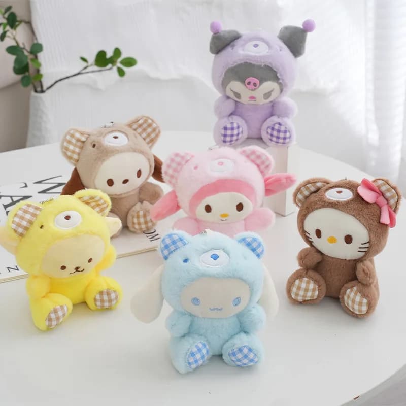 Portachiavi Peluche Kawaii: Hello Kitty, My Melody, Kuromi, Cinnamoroll - Ciondolo Animale Cartone Animato Imbottito per Decorazione Zaino