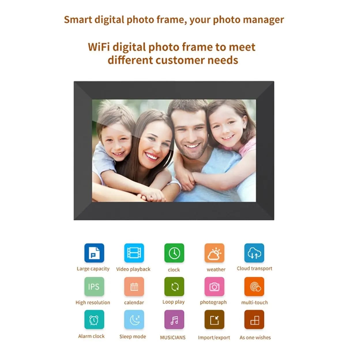 Smart digital frame WiFi Touch screen IPS 10.1 inch with 16 GB Spina AU wall mountable with automatic rotation