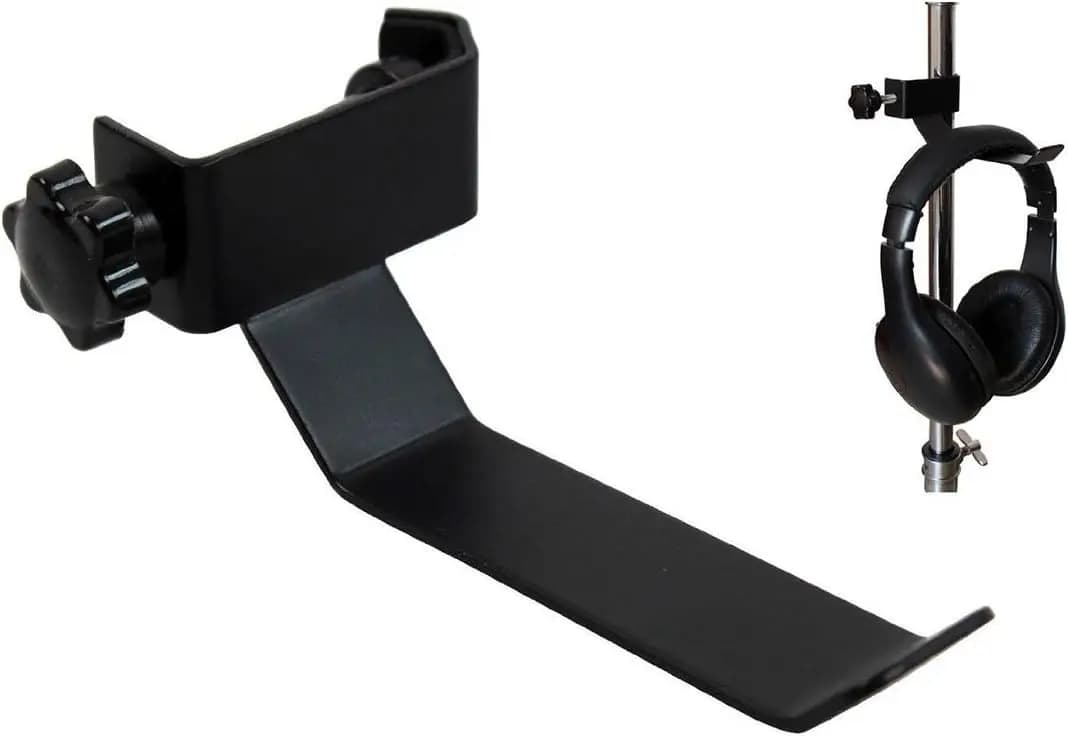 Clip universale per cuffie e tamburello per supporti per microfoni, in metallo nero