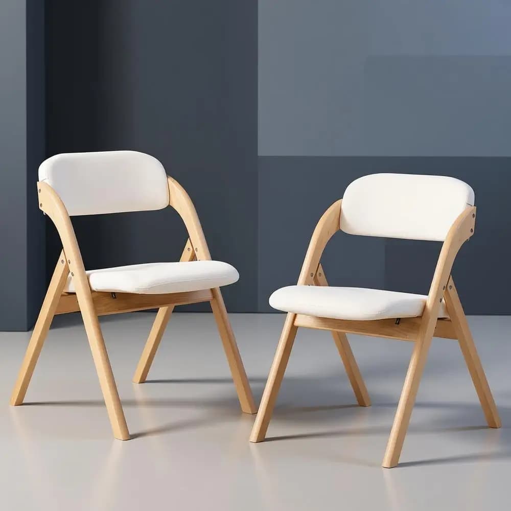 Sedie pieghevoli portatili in legno imbottito beige, ideali per uso interno ed esterno, adatte per cucina, ufficio, matrimoni, feste