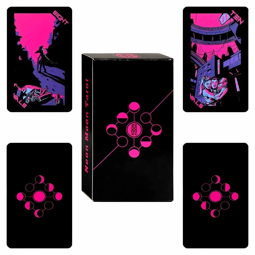 78 pezzi Cyberpunk Neon Moon Tarocchi Carte Oracle Card Divinazione del destino Tempo libero Intrattenimento Riunioni di famiglia Gioco di carte dei tarocchi