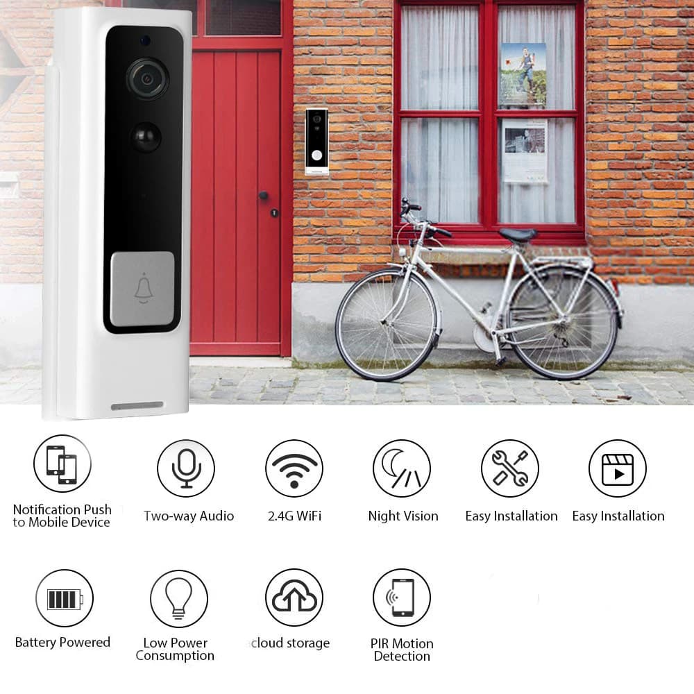 Alimentazione a batteria Lungo tempo di standby Campanello WIFI Citofono wireless Videocitofono con campanello USB Visualizzatore visivo per porta