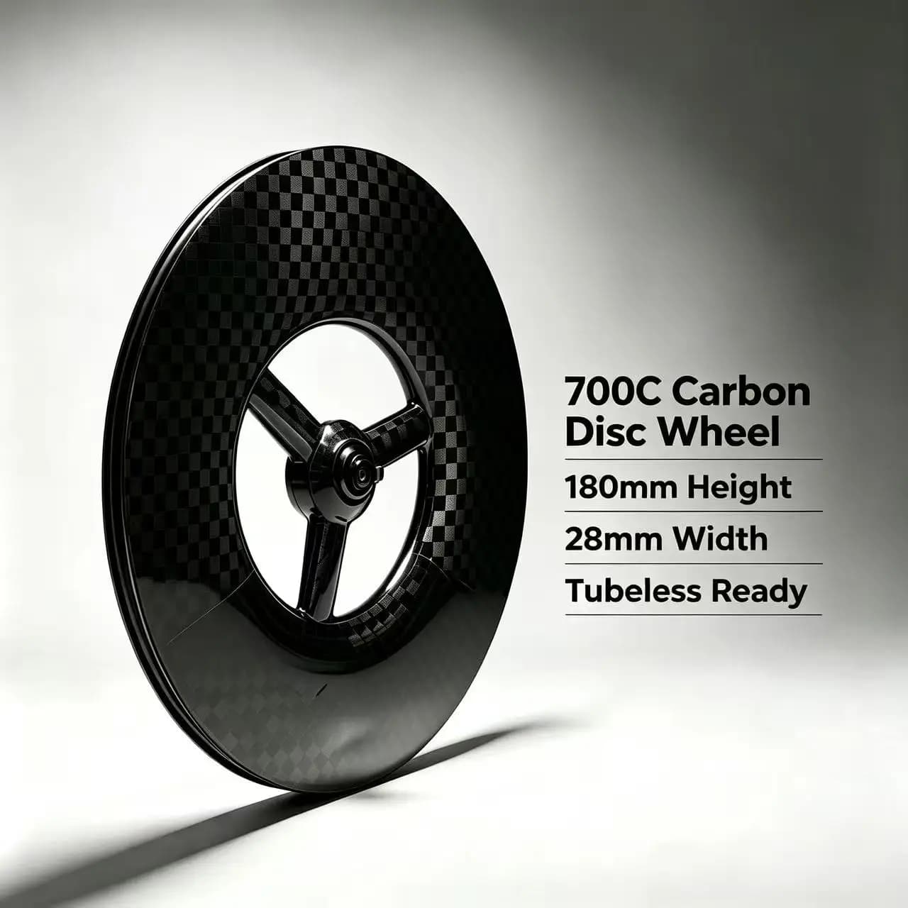 700C Carbon Disc Wheel 28mm Width180mm Depth18K Glossy Carbon Tubeless Lightweight Design Excellent Aerodynamic Performance