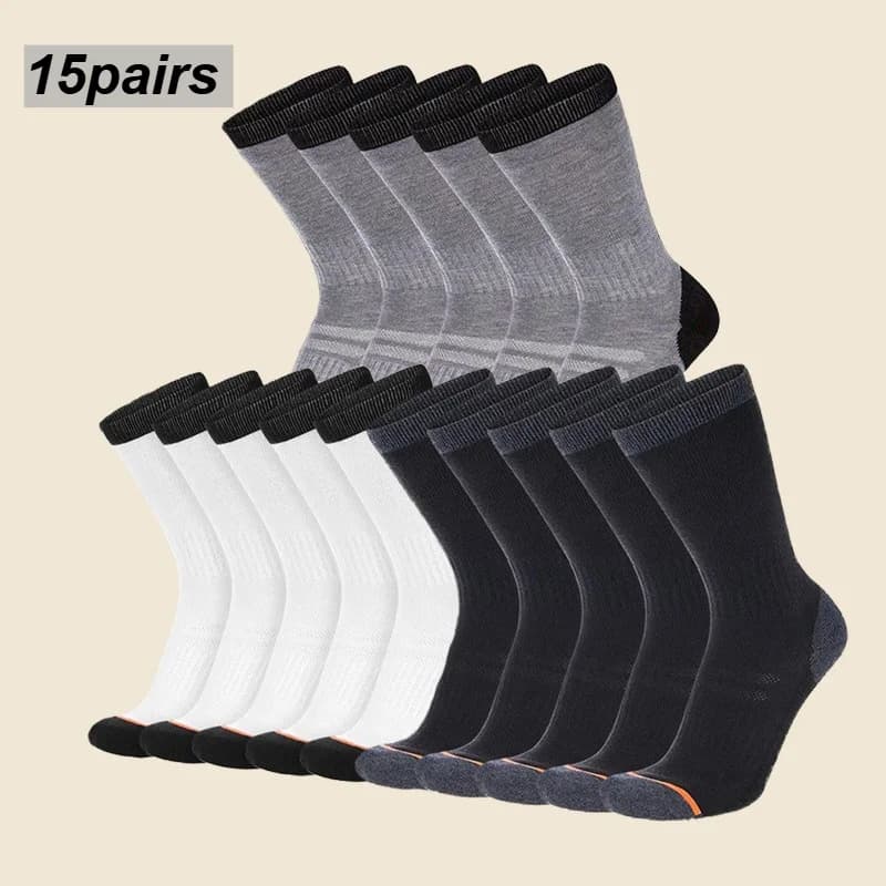 15 pairs of men's mid-neck socks in solid color are breathable, breathable and breathable and suitable for everyday use and transport