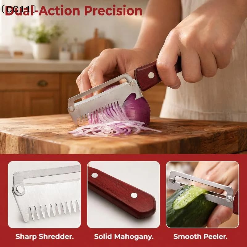 3-in-1 Serrated Peeling Knife Premium Vegetable Peeler With Wooden Handle And Bottle Opener Kitchen Tool〔CC11〕