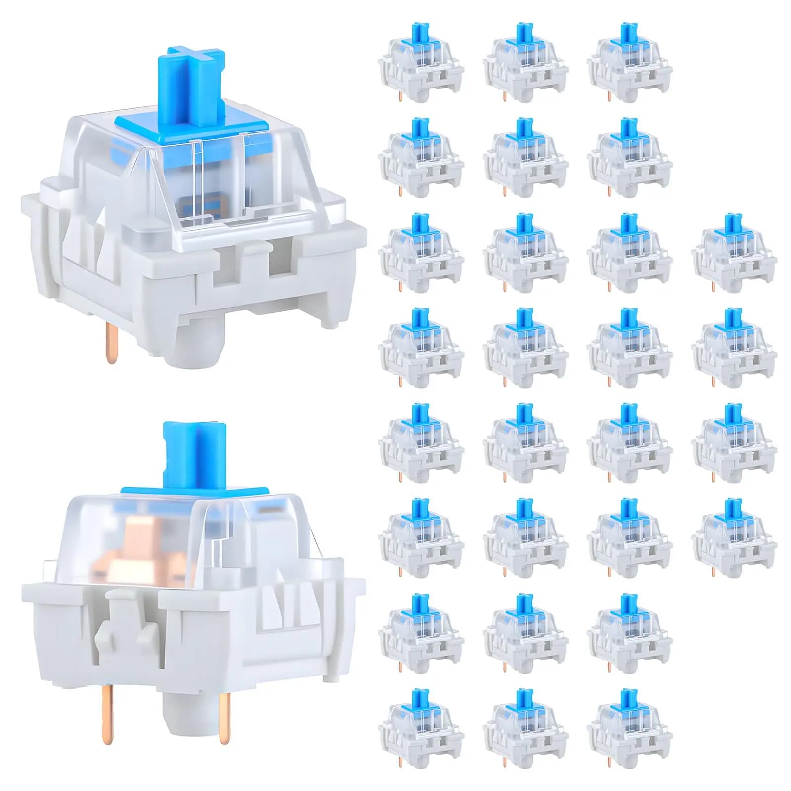 30 interruttori per tastiera meccanica, 3 pin, blu, tasti di ricambio per tastiere da gioco meccaniche a LED