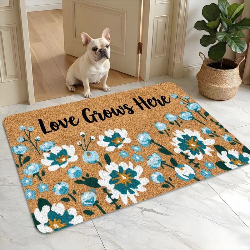Black Base Multi Color Minimal Line Art Cat Silhouette Spliced Print Anti Slip Modern Style Front Entrance Doormat Rug