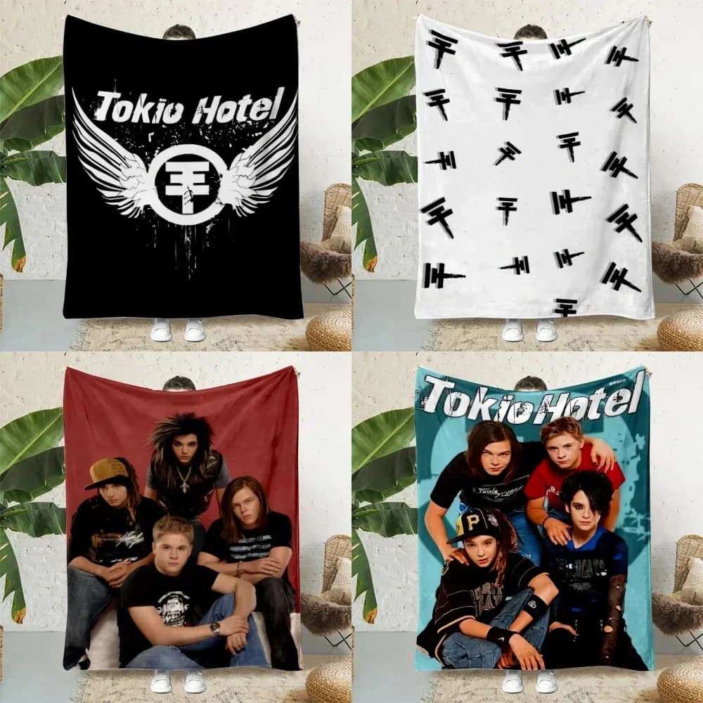 Coperta stampata Hot Rock Bands Tokio Hotel, coperte da picnic, coperta calda, morbida e confortevole, regalo di compleanno per la casa e i viaggi