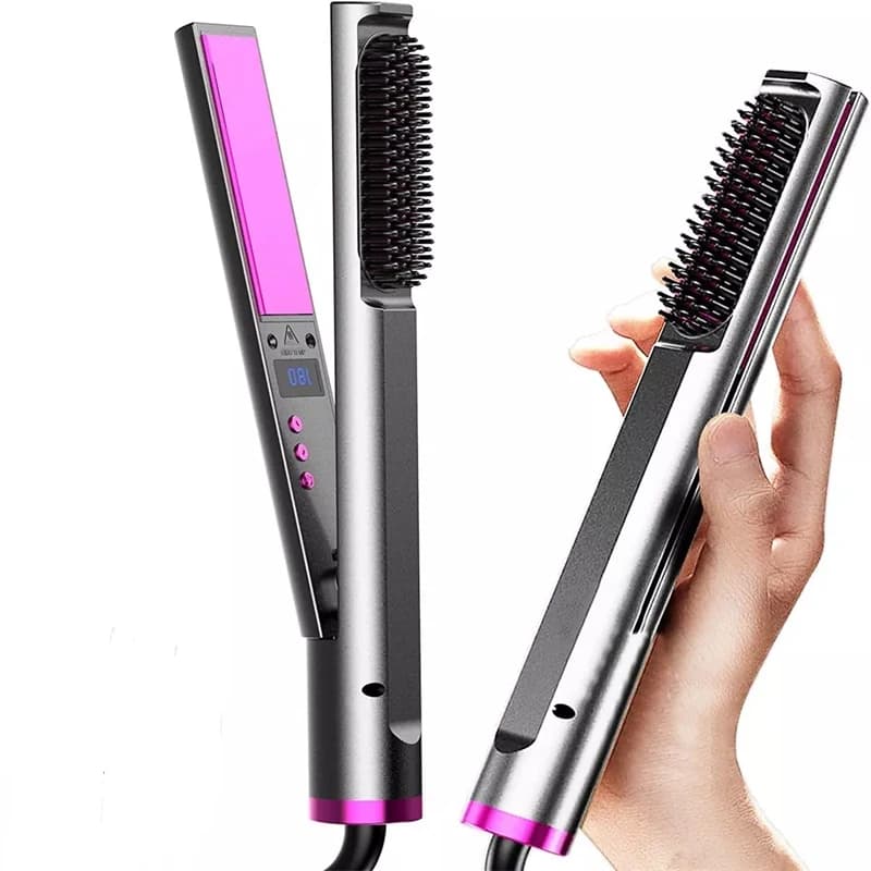 Factory Supply 3-in-1 Professional Hair Styling Tool PTC Electric Hair Straightener Curly Straight Hair LCD Temperature
