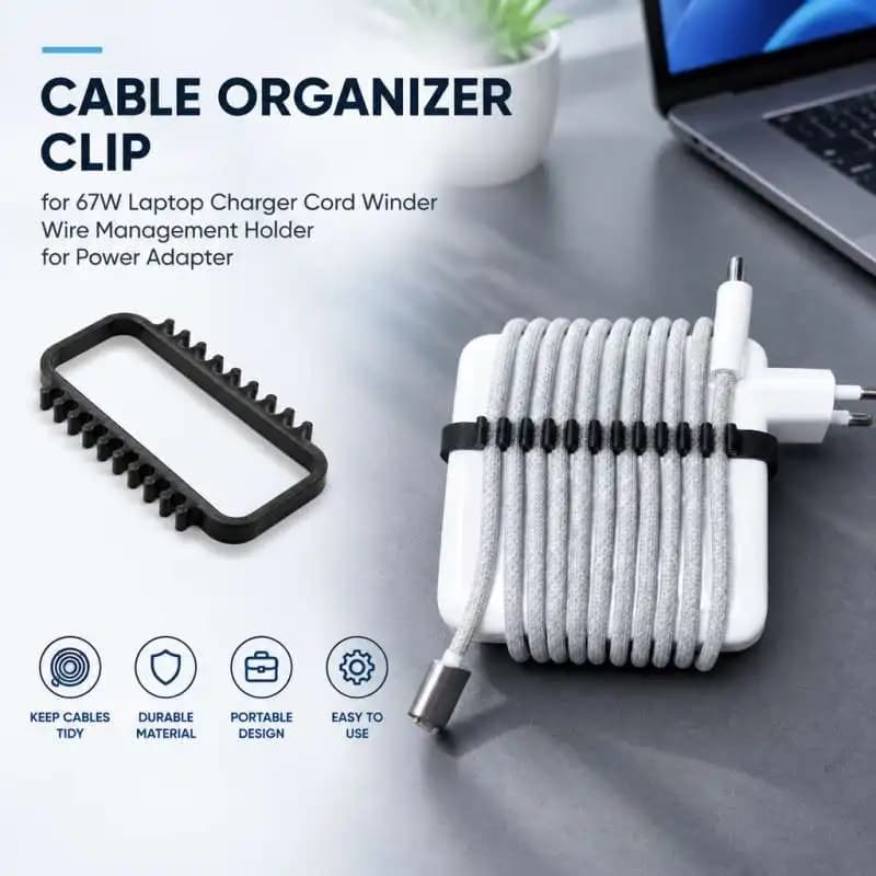 Power Cord Management Clip for 67W MacBook Charger Cable Holder Wire Winding Organizer