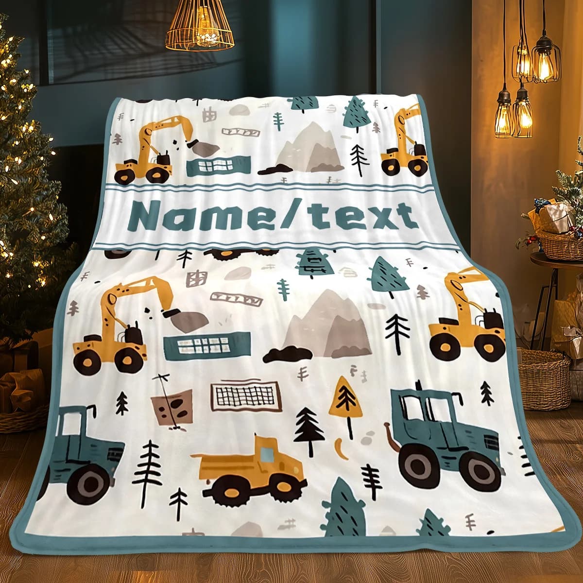 Coperta in flanella con logo personalizzato per escavatore: leggera, morbida, calda, resistente agli strappi, per tutte le stagioni, per divano, letto, viaggi,