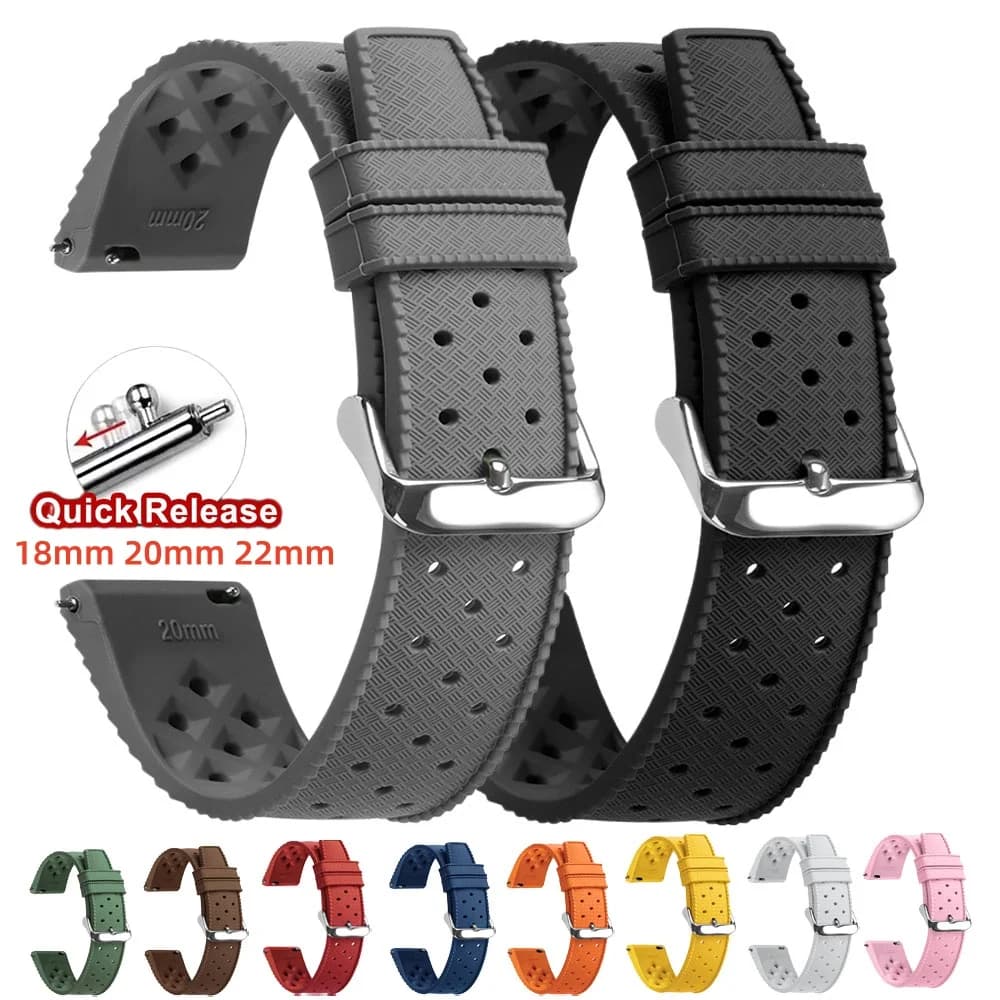 Cinturino per Orologio in Silicone Tropicale da 18mm 20mm 22mm con Sgancio Rapido per Oris, Seiko, Citizen, Cinturini in Gomma Tropic per Smartwatch