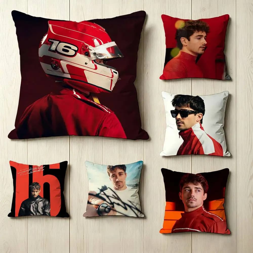 Car No. 16 Driver C-Charles L-Leclerc Square Double-Sided printed Pillow Case Bedroom Bedside Pillow Sofa Cushion Cover