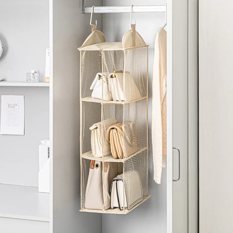 Organizzatore Multifunzione per Borse e Scarpe, Borsa Pieghevole per Organizzazione Camera da Letto, Borsa Appendibile Multistrato per Armadio