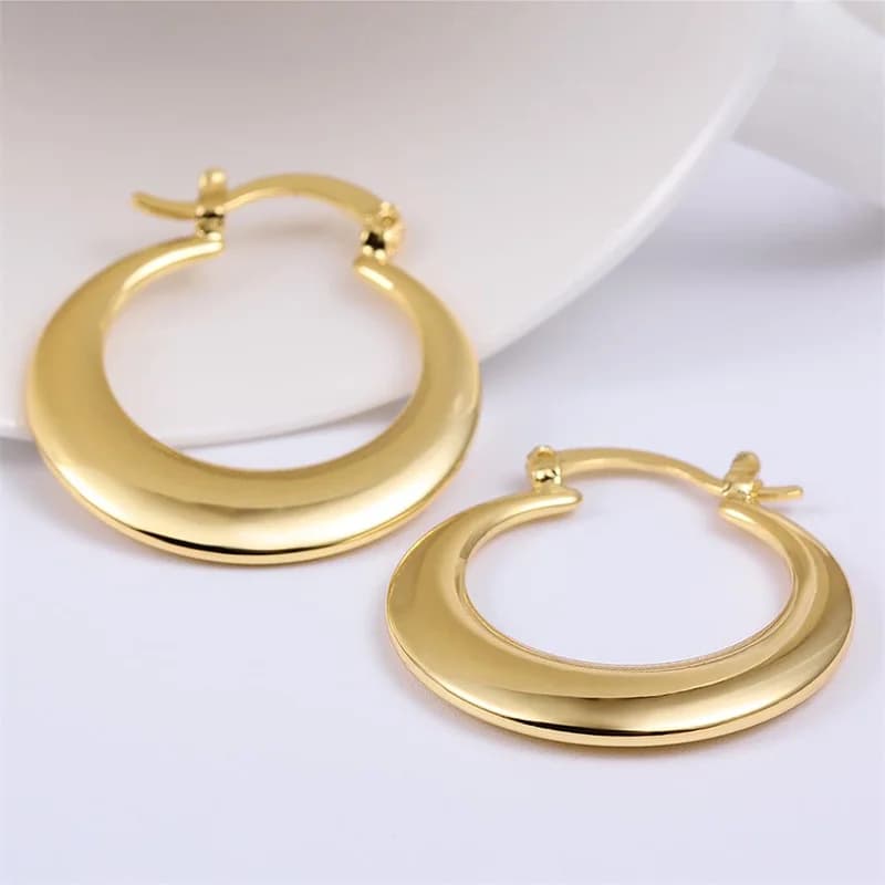 3CM Hoop 925 Stamp Silver Earrings 18K Gold For Women Lady Wedding Beautiful Lovely Cute Jewelry Nice Party Noble