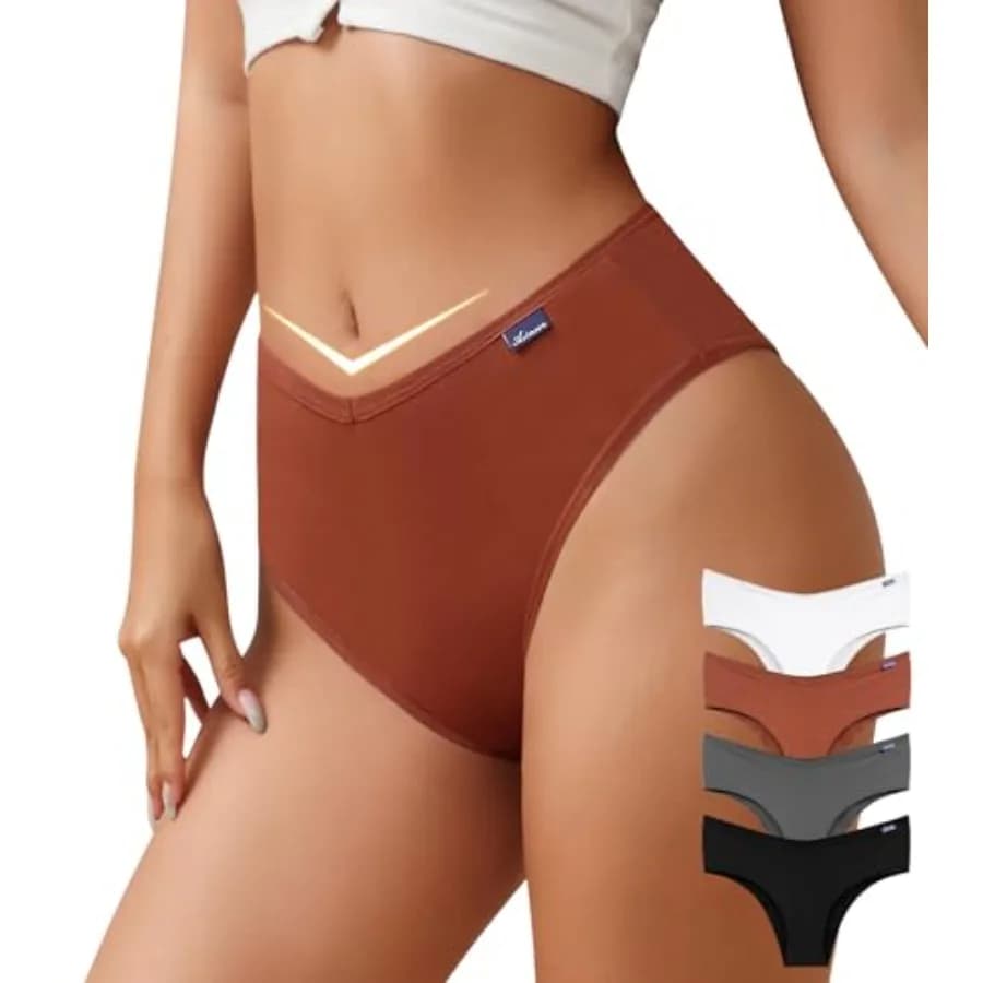 ASIMOON Slip Bikini a Vita Alta in Cotone per Donna, Sexy e Sgambato, con Vita a V Elasticizzata