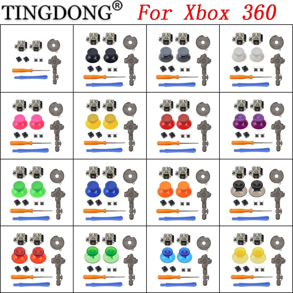 Set di 1 Sensore Analogico per Controller Xbox 360 + Potenziometri + Impugnature per Pollice + Pulsanti Grilletto LT RT