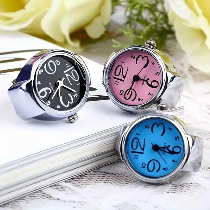 New Hot Selling Ring Watch Creative Round Dial Alloy Shell Couple Men And Women