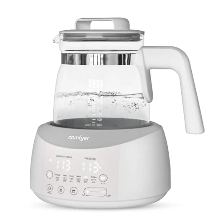 Scaldabiberon BK01 con Luce Notturna e Ventola di Raffreddamento Rapido, Scaldacqua Istantaneo, Bollitore Elettrico con 6 Temperature