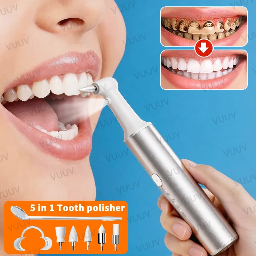 VUUV Electric Tooth Cleaner, Whitening Cleaner with 5 Heads, Remove Plate and Tartar, Denti Cleaning Set
