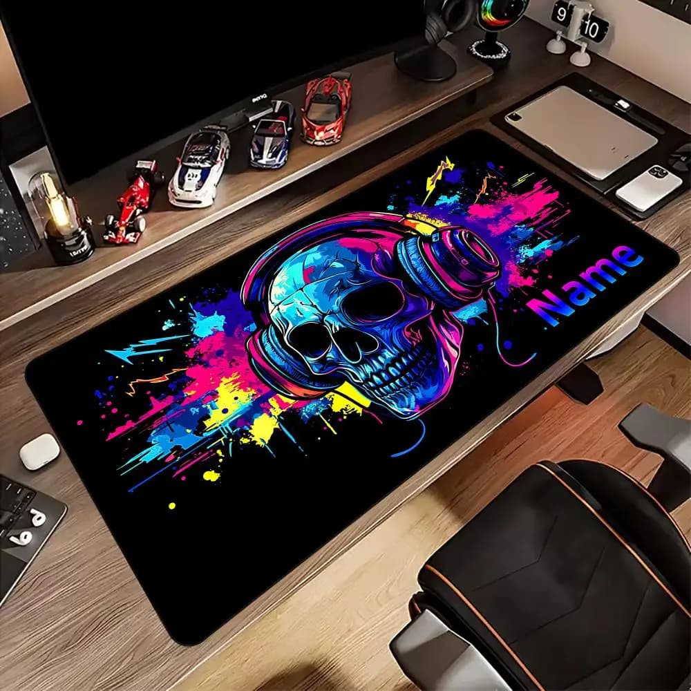 Peculiar colorful skull Mouse Pad non-Slip rubber base Desk Mat with Stitched Edges pc accessories Gaming mat Extended pad