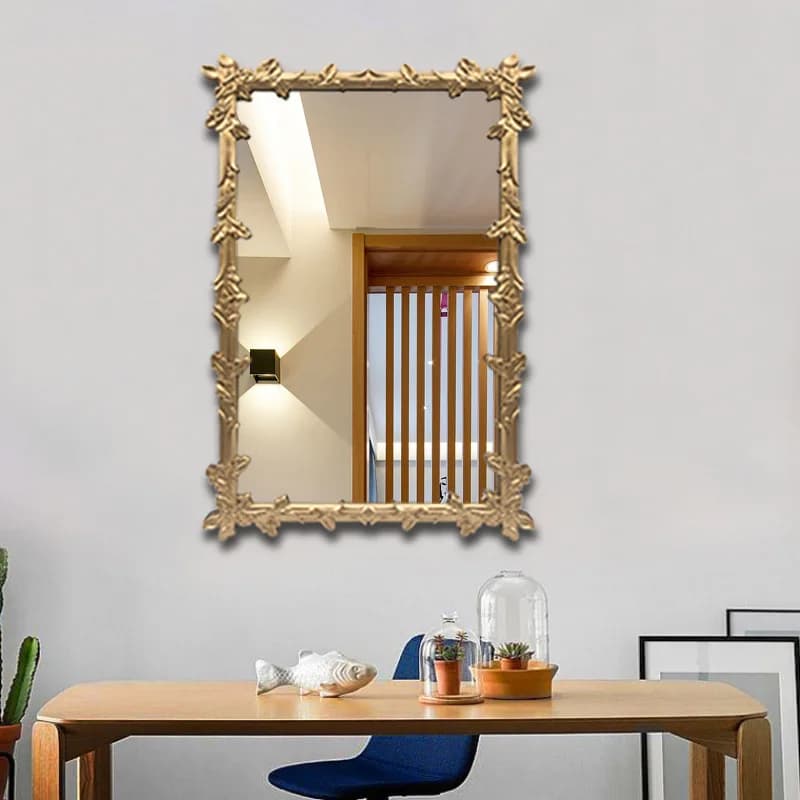 Specchio decorativo quadrato in stile europeo, decorazione da parete per soggiorno, ingresso, ristorante, bagno, toilette.
