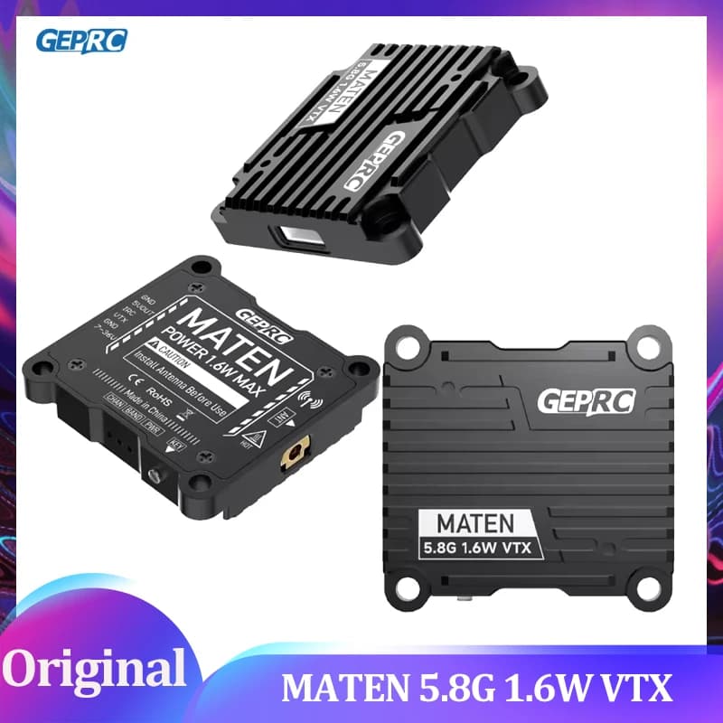 GEPRC MATEN 5.8G 1.6W VTX 72CH 1600Mw FPV Video Transmitter Built-In Mic PAL/NTSC For FPV Long Range Racing Drone Accessories RC
