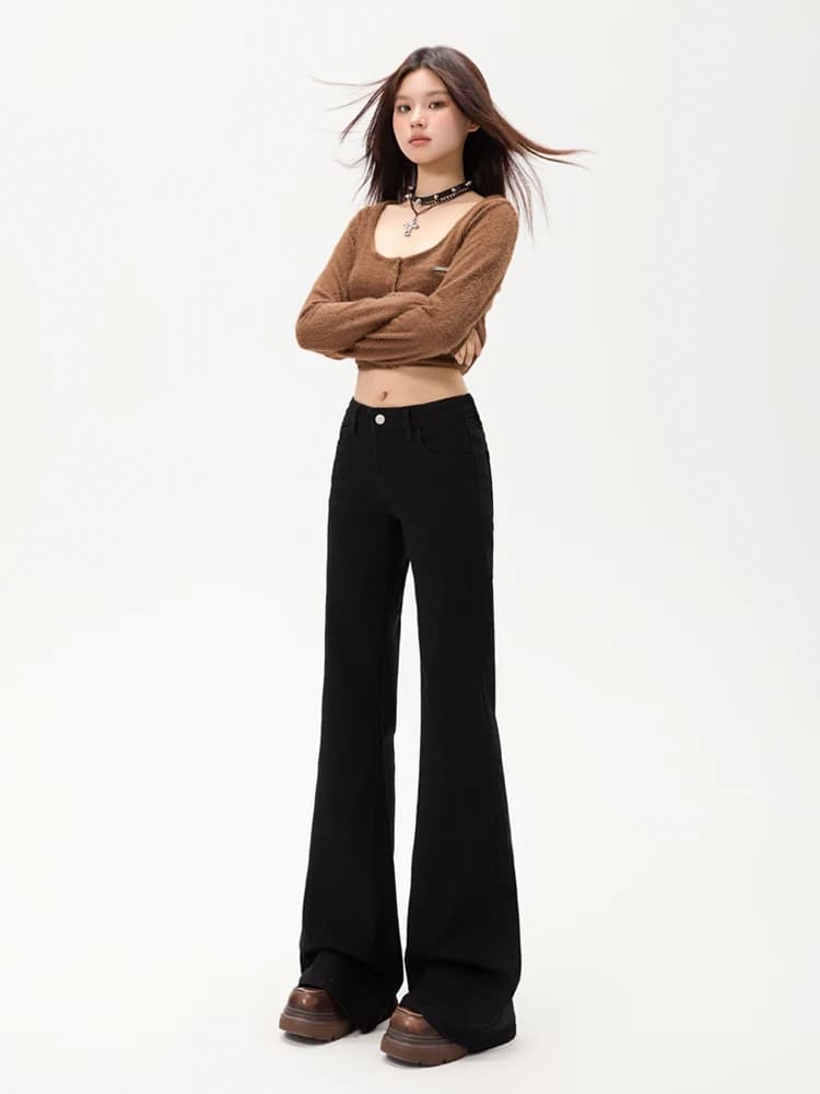Low Waist Wide Leg Jeans Women's High Street Loose Slimming Floor Length Pants Cotton Stretch Denim Trousers Autumn New Arrivals