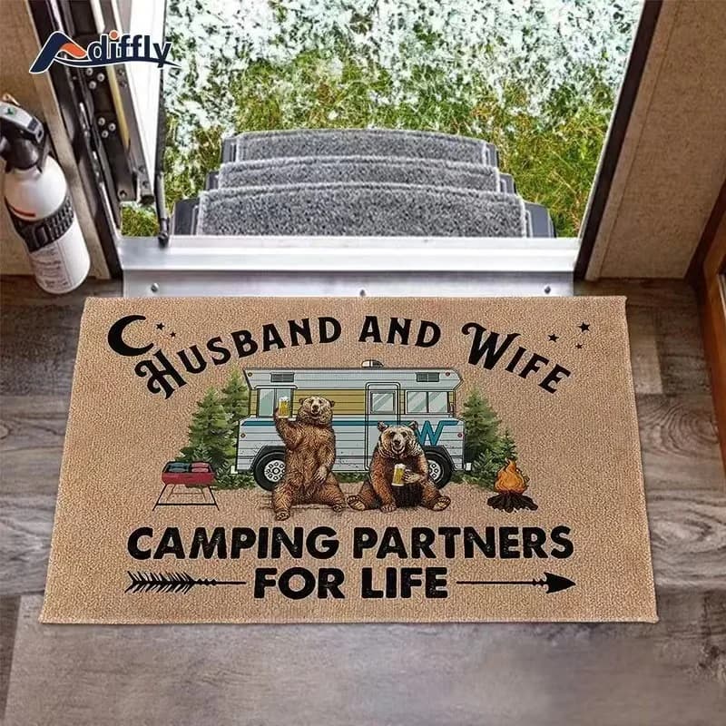 VIKAMA Fun Welcome Floor Mat - Anti-slip and Wear-resistant Entrance Floor Mat for RV Camping Outdoor Carpet for Home Decoration