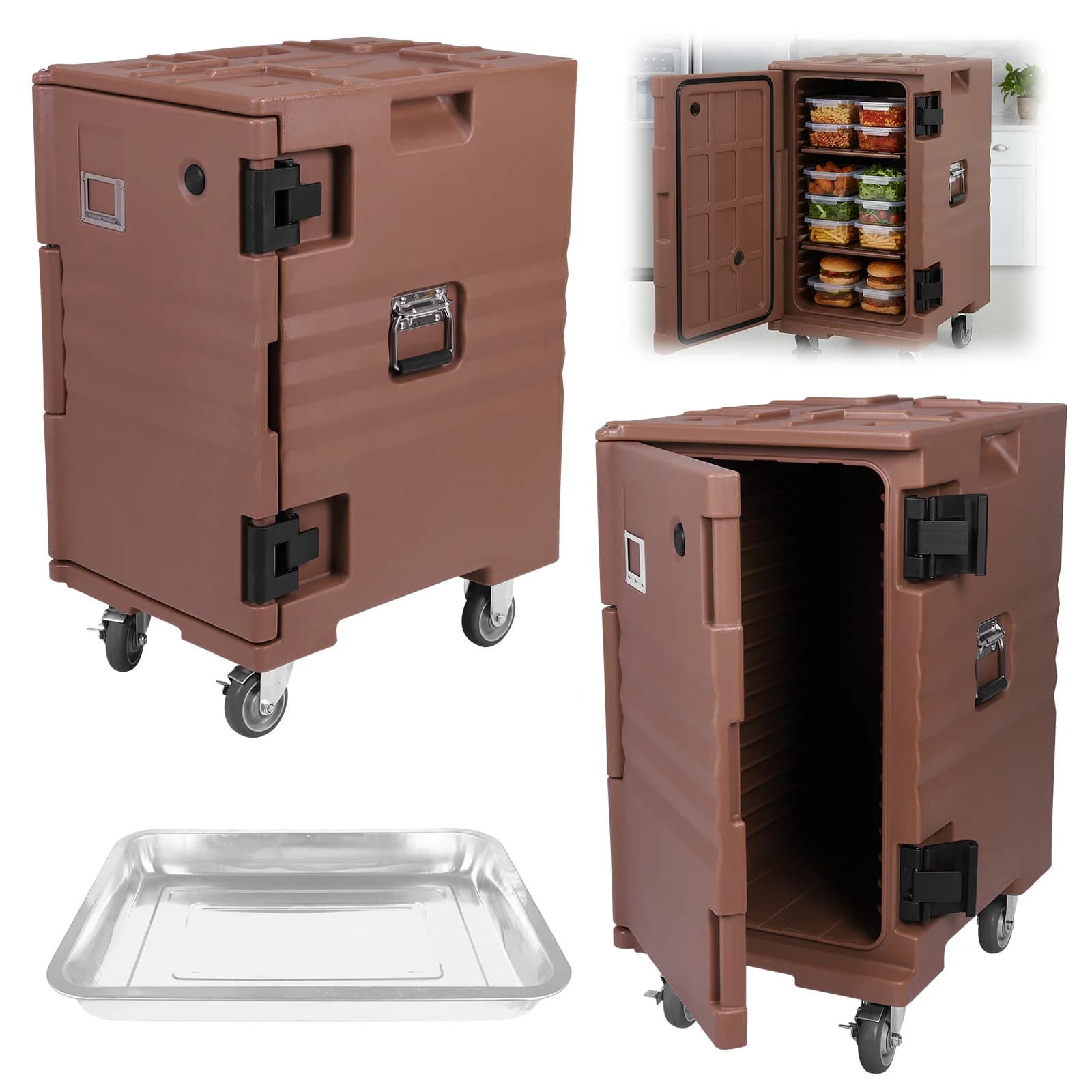 Hot & Cold Food Impilable Thermal Container with Wheels and Handles for Catering, Restaurants, Menus & Holidays