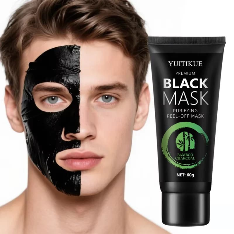 Maschera al Carbone di Bambù per Punti Neri - Maschera Peel-Off con Acido Ascorbico e Acido Ialuronico, con Proprietà Idratanti e Controllo del Sebo, in Grado di Purificare la Pelle