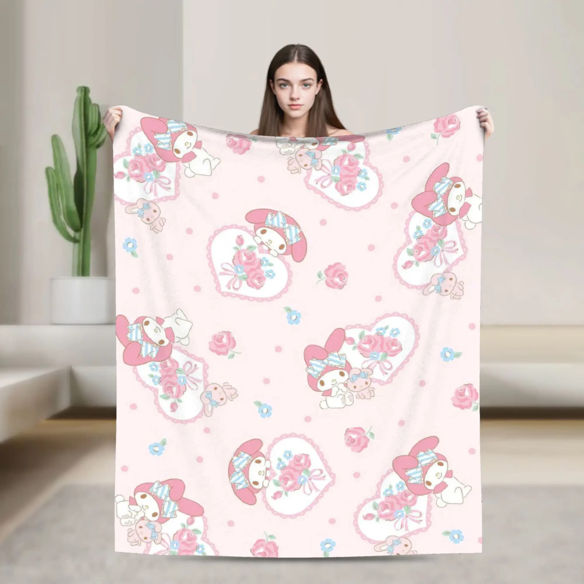 Cute My Melody Cartoon Coperte Fuzzy Divertente Coperta calda per divano letto estivo