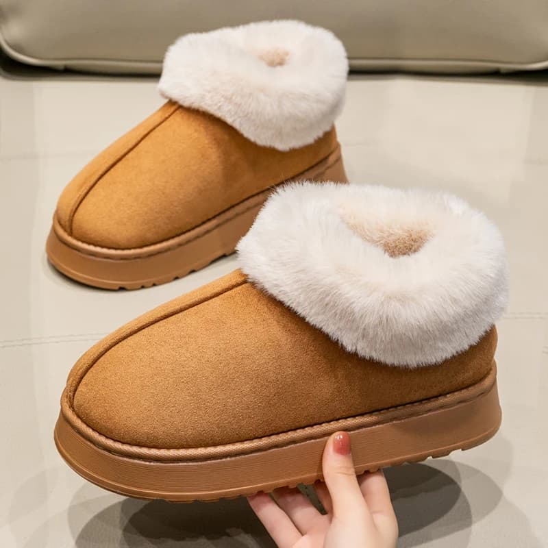 Pantofole da donna in cotone autunno e inverno con suola spessa e morbida per abbigliamento da esterno, comode e calde a casa, antiscivolo
