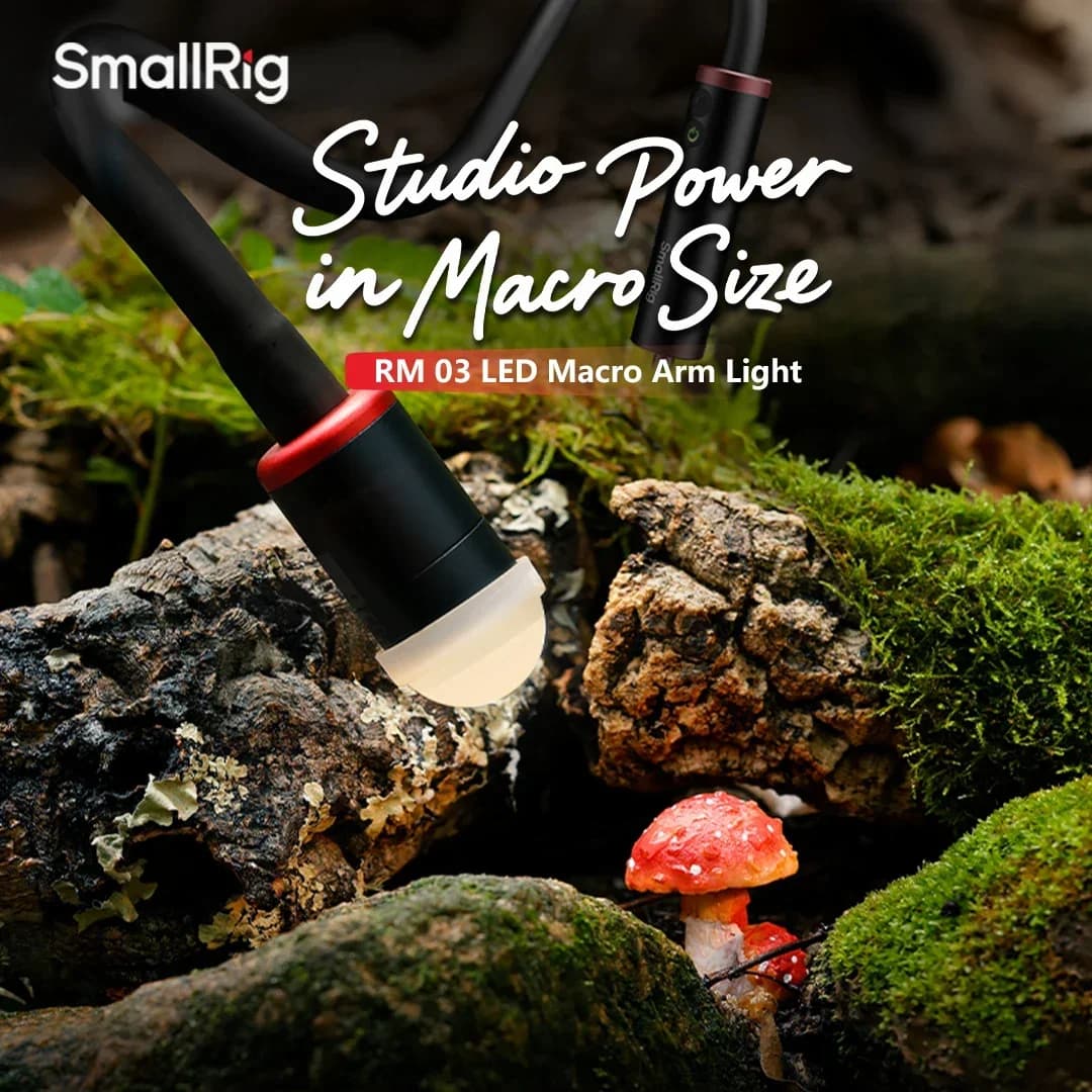 SmallRig RM 03 Macro Photography LED Light w Diffuser 4-Leaf Barndoor Spotlight, 5-Color Output High Brightness for Video -5480