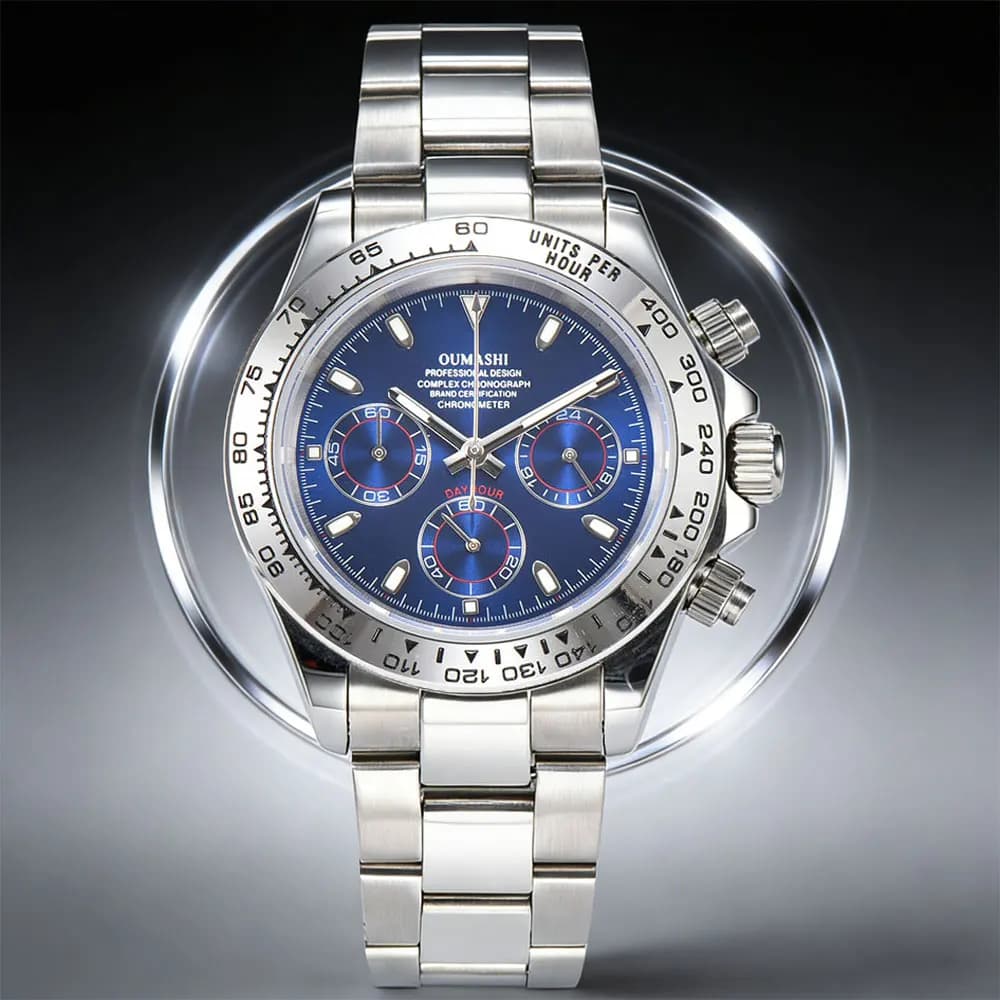 39 mm watch with VK63 movement, sapphire crystal, stainless steel strap, business men's watch.
