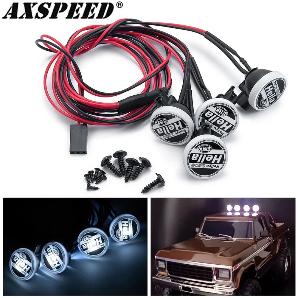 AXSPEED RC Luci da tetto per auto Hella LED Fari Lampade luminose per 1/10 RC Crawler Car Axial SCX10 TRX4 TRX6 Tamiya TT01 D90 TF2