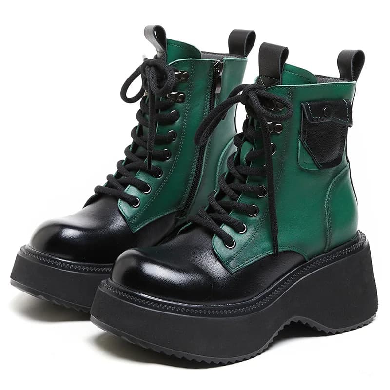 Stivaletti con rialzo di altezza 7 cm per donna Colori misti Piattaforma in vera pelle Stivali casual con zeppa caldi in peluche invernale